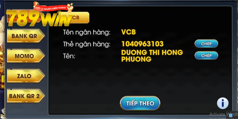 Phương thức nạp tiền 789win đa dạng để người chơi lựa chọn